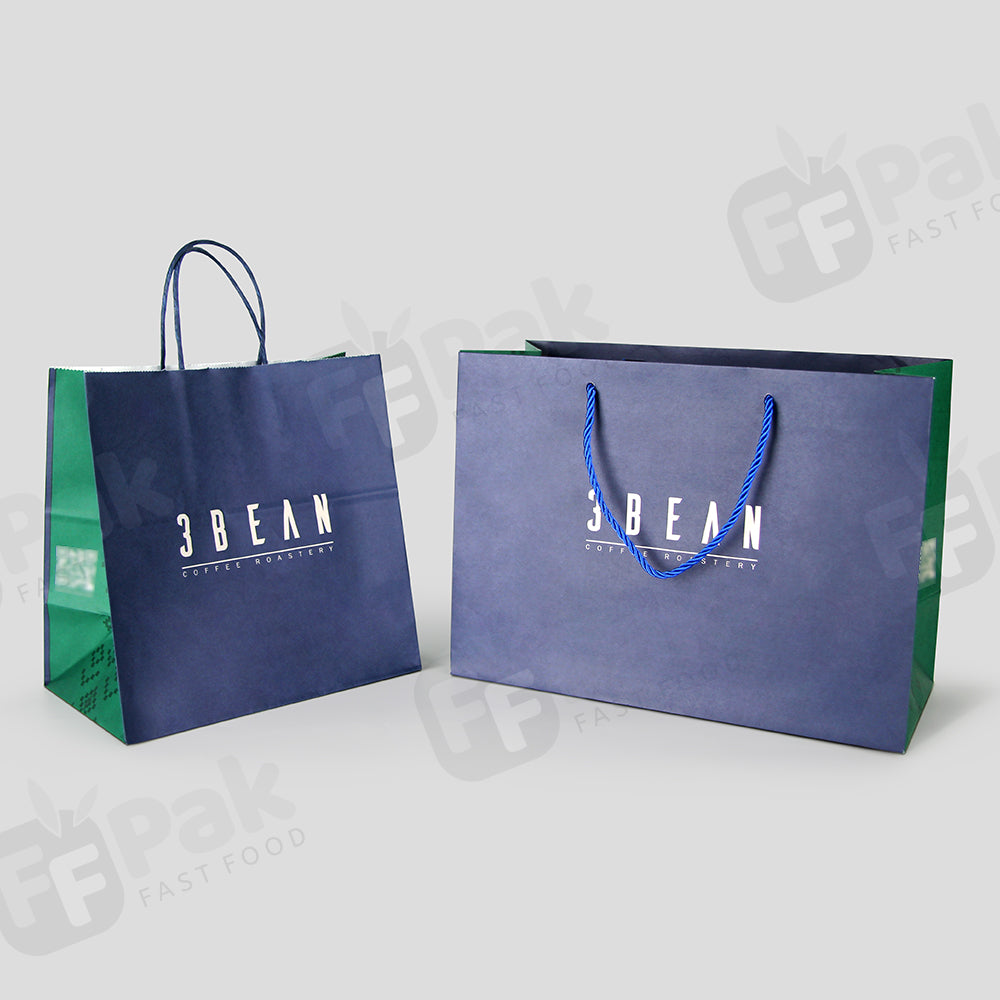 Custom Logo Flat Handle Paper Takeaway Bag Fastfoodpak