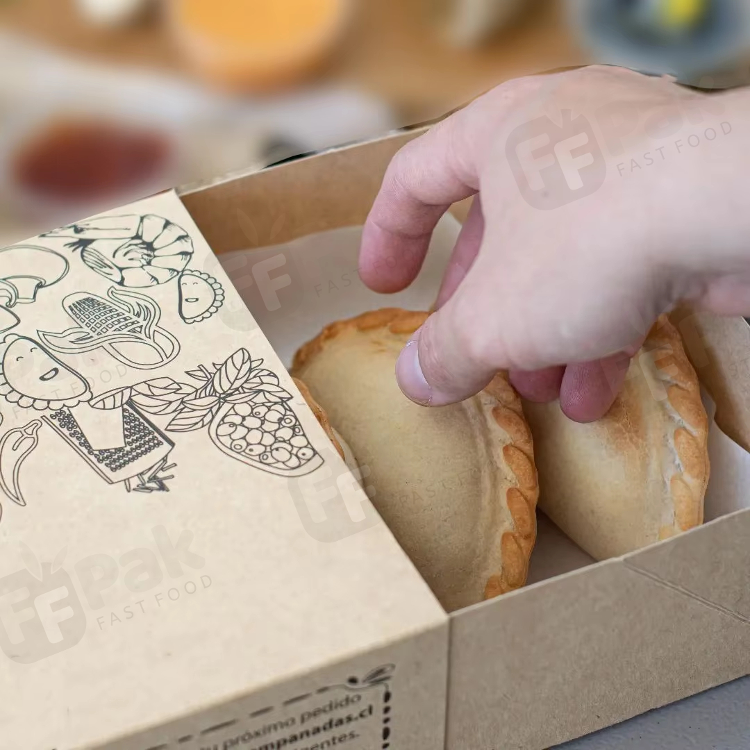 Custom Logo Custom Kraft Paper Package Sliding Delicious Empanada Pot Pie Drawer Box Empanadas Delivery Shipping Boxes - Fastfoodpak