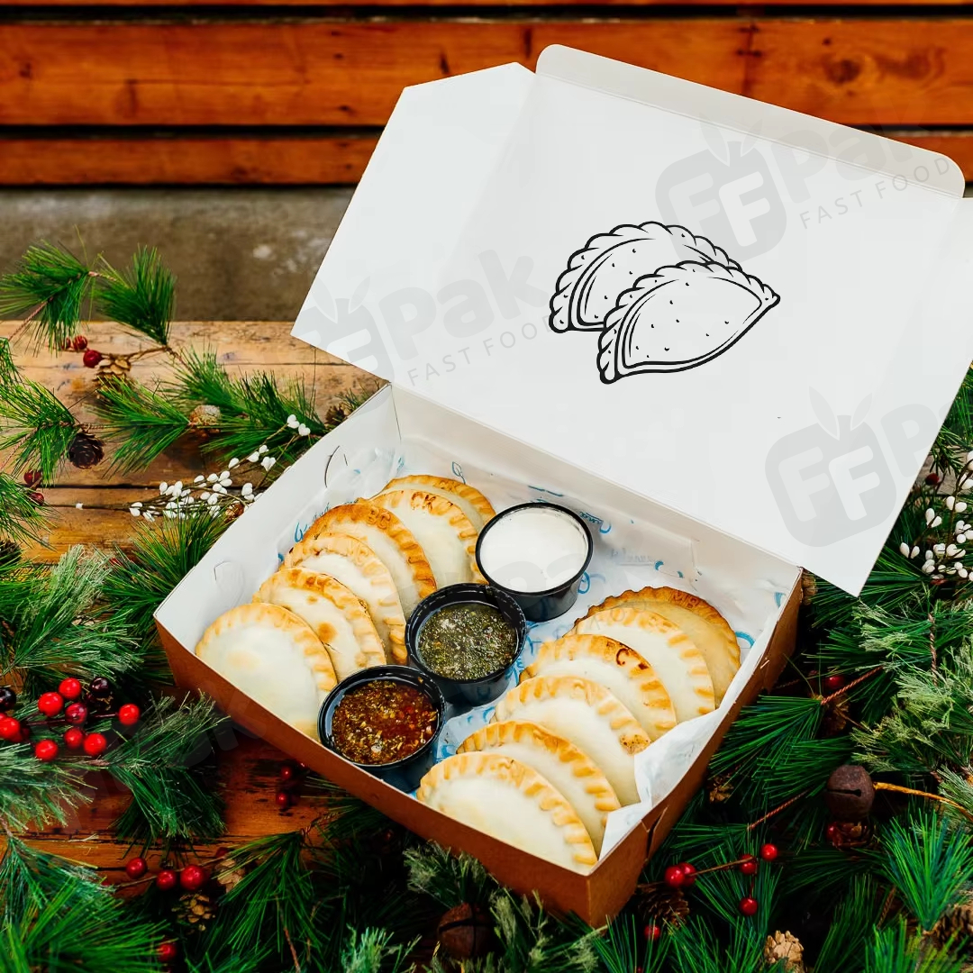 Custom Logo Kraft Paper Package Sliding Delicious Empanada Pot Pie Drawer Box Empanadas Delivery Shipping Boxes - Fastfoodpak