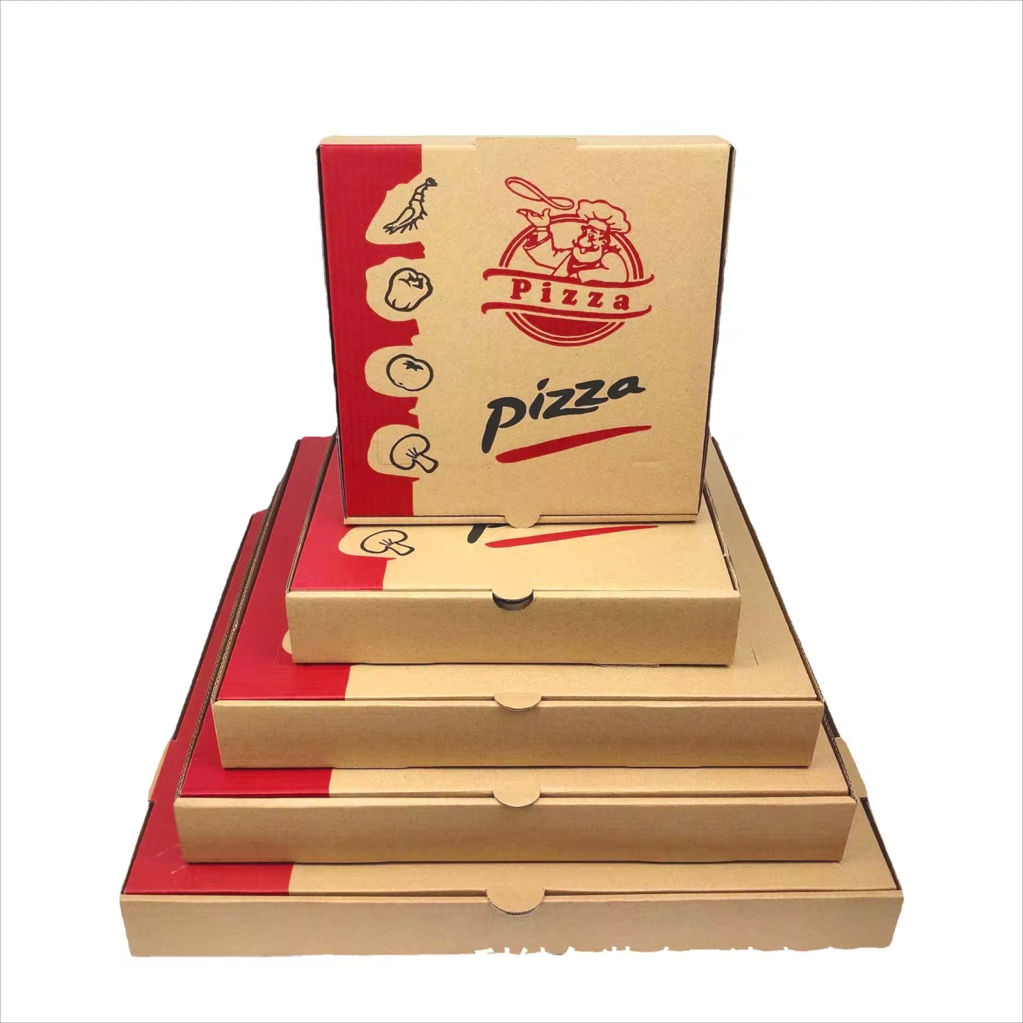 Custom Logo Printed 6, 7, 8, 9, 10, 12, 14, 16, 18 Inch Wholesale Custom Logo Pink Paper Packaging Empty Eco Rectangular Pizza Box - Fastfoodpak