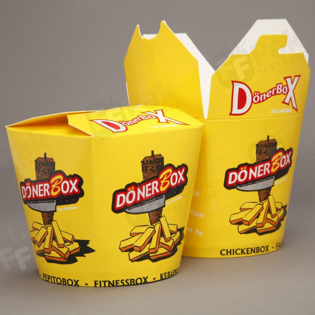 Customized Logo Disposable Kraft Paper Lunch Pasta Rice Food Chinese Noodle Takeaway Kebab Doner Box - Fastfoodpak