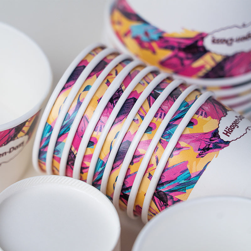 Custom Printed Disposable Yogurt Ice Cream Paper Cup Paper Bowl with Lid - Fastfoodpak