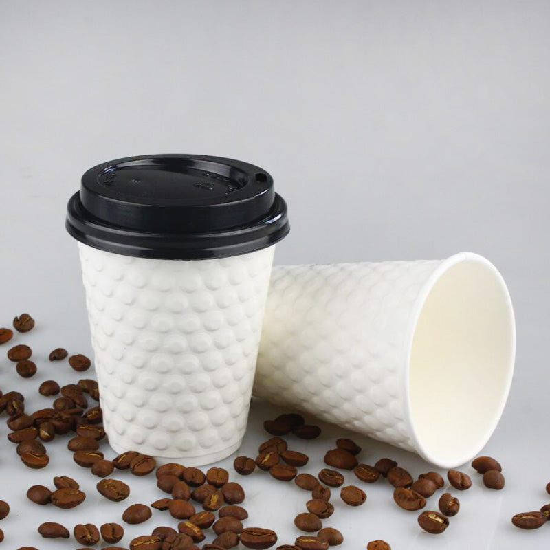 Food Grade Paper Cup Custom Embossed Ripple Wall Disposable Coffee Paper Cup for Hot Drinks - Fastfoodpak