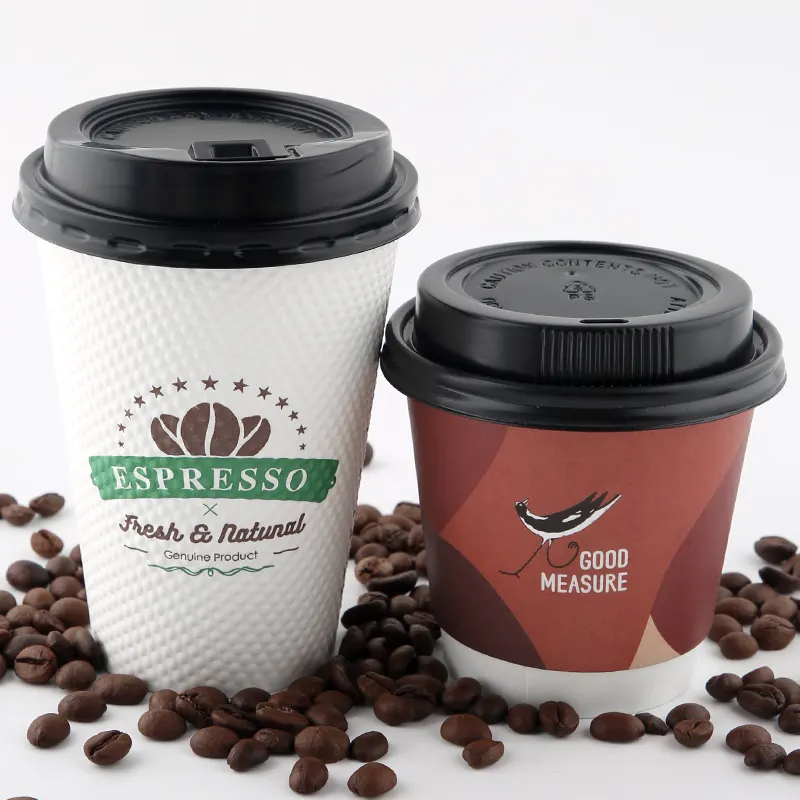 Custom Paper Coffee Cups Double Wall Coffee Paper Cups With Lids Disposable Cups Disposable Coffee Cups With Lids - Fastfoodpak
