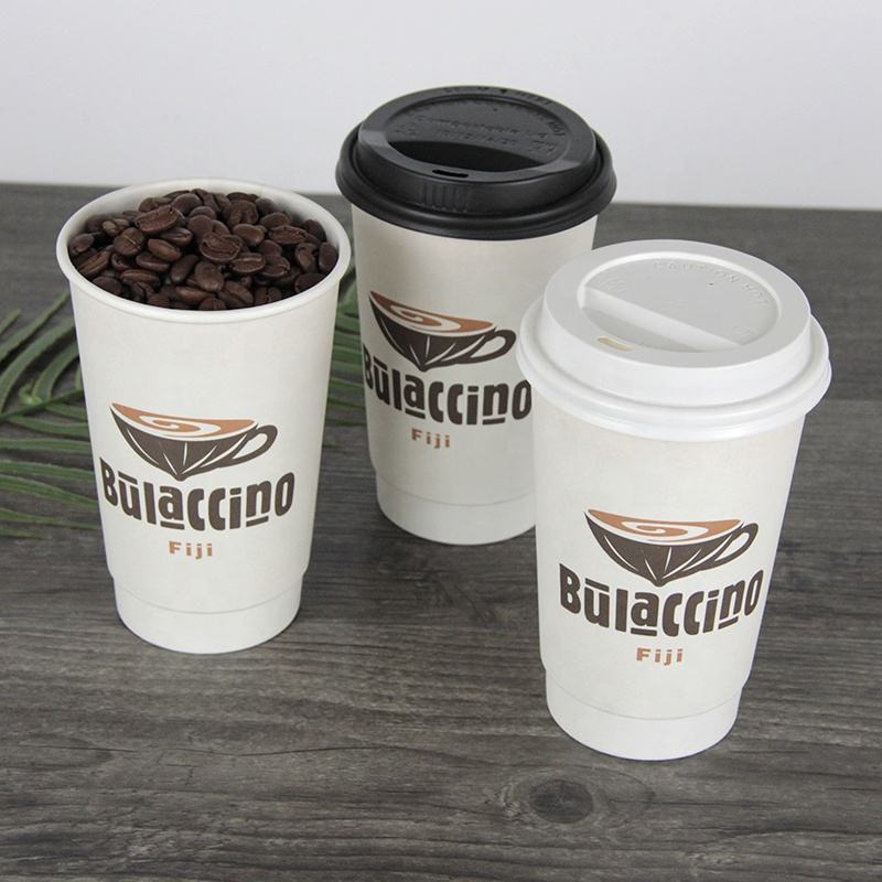Eco Friendly Wholesale Disposable PLA Coated Double Wall Factory Made Coffee Paper Cups with Lid - Fastfoodpak