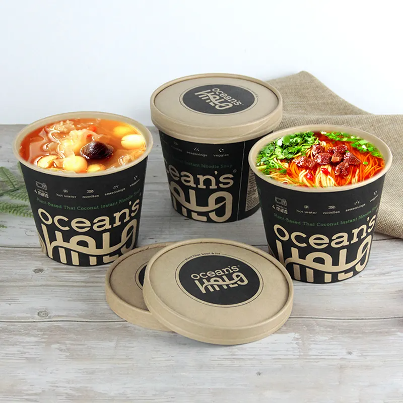 Thick kraft paper cup disposable soup fruit dessert packing cups