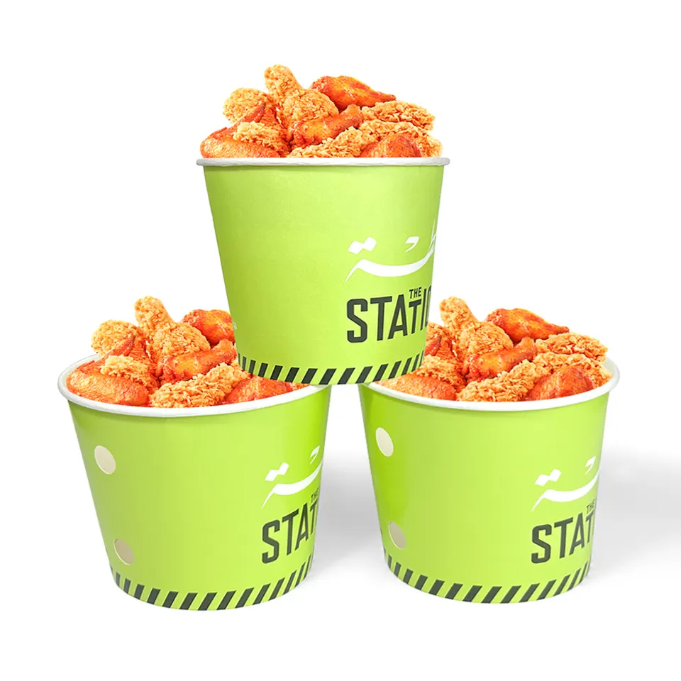 Wholesale Custom Paper Fried Chicken Bucket with Lid Fast Food Paper C –  Fastfoodpak