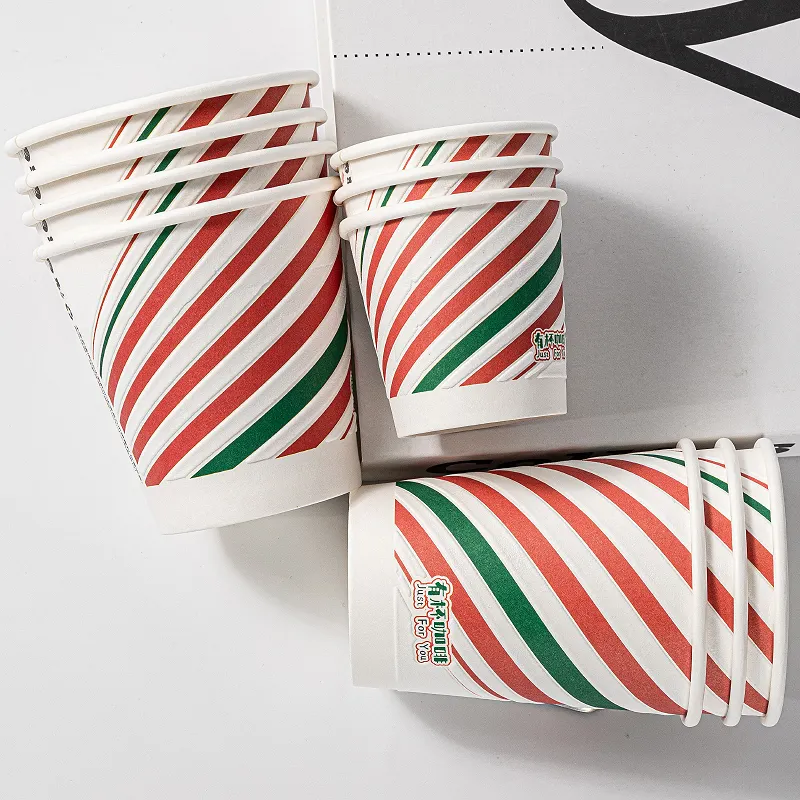 Disposable Embossed Paper Coffee Cup Recyclable Double Wall 8oz 12oz 16oz Coffee Tea Ice Cream Paper Cups With Lid - Fastfoodpak