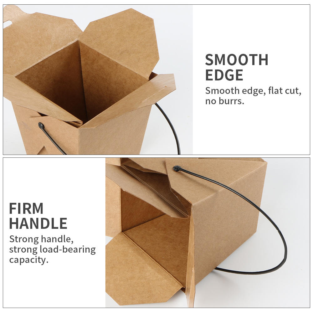 Wholesale Custom Design Portable Kraft Paper Lunch Noodle Take Away Fast Food Salad Packaging Box With Handle - Fastfoodpak