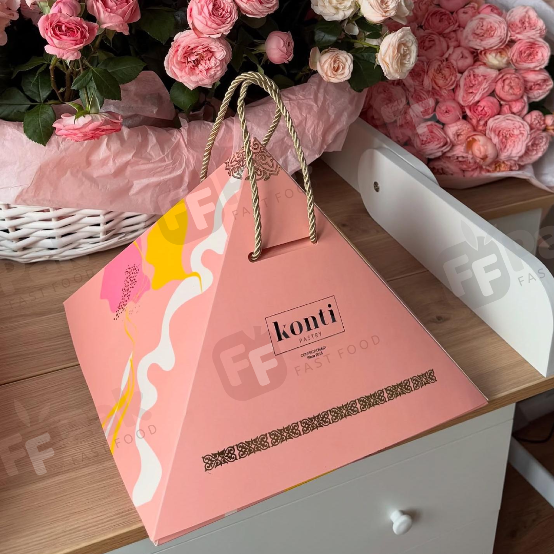 Personalized Luxury Pyramid Box Cake Boxes for Desserts & Treats On-the-Go - Fastfoodpak