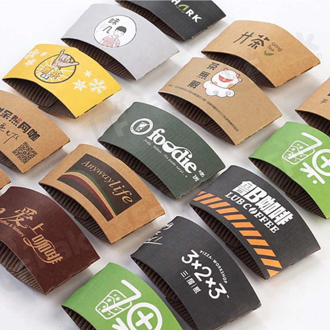 Custom Logo Printed Coffee Cup Disposable Paper Cup Sleeves - Fastfoodpak