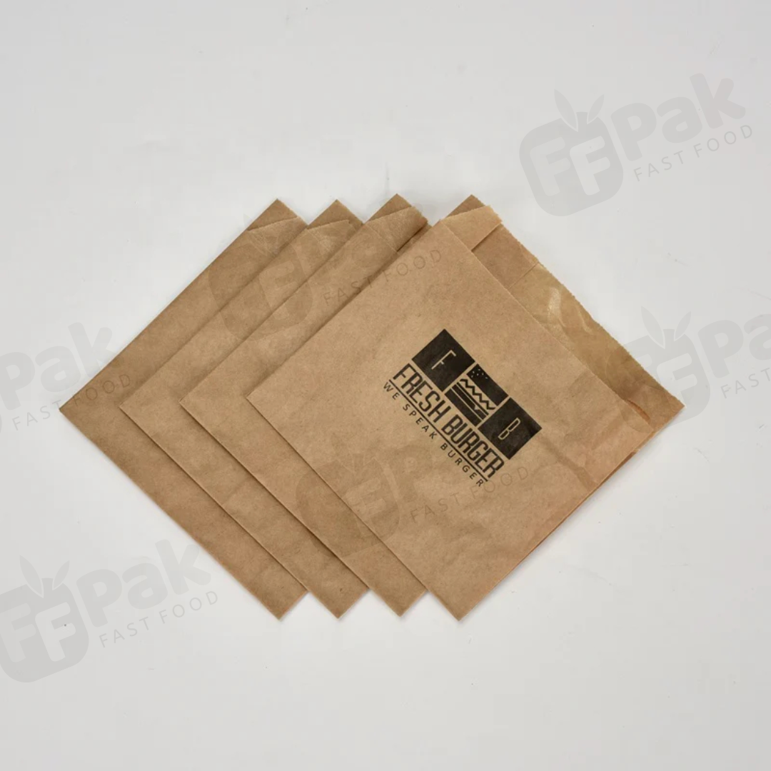 Custom printed Food Grade Flat Burger Donut Packing Satchel Paper Bag - Fastfoodpak