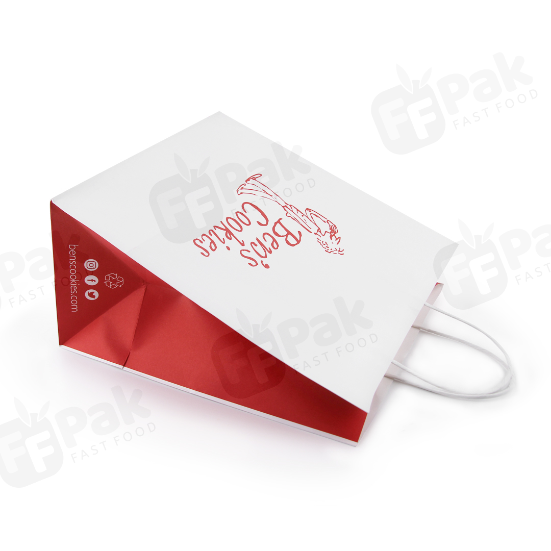 Custom Printing Eco Friendly Recycle Food Take Away Kraft Paper Bag Handles - Fastfoodpak