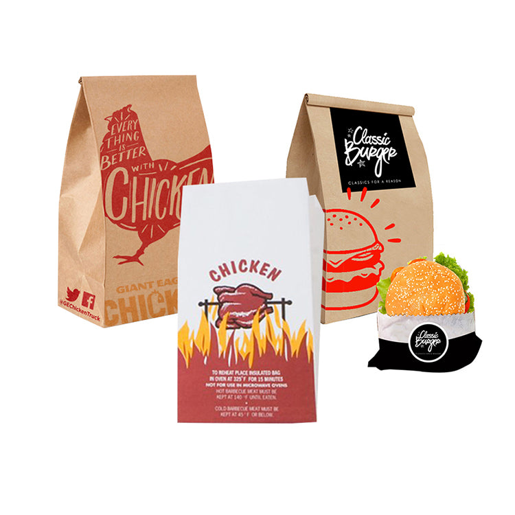 Custom Eco Takeaway BBQ Fast Food Hot Dog Sandwich Burger Packaging Greaseproof Foil Lined Kraft Paper Bag - Fastfoodpak