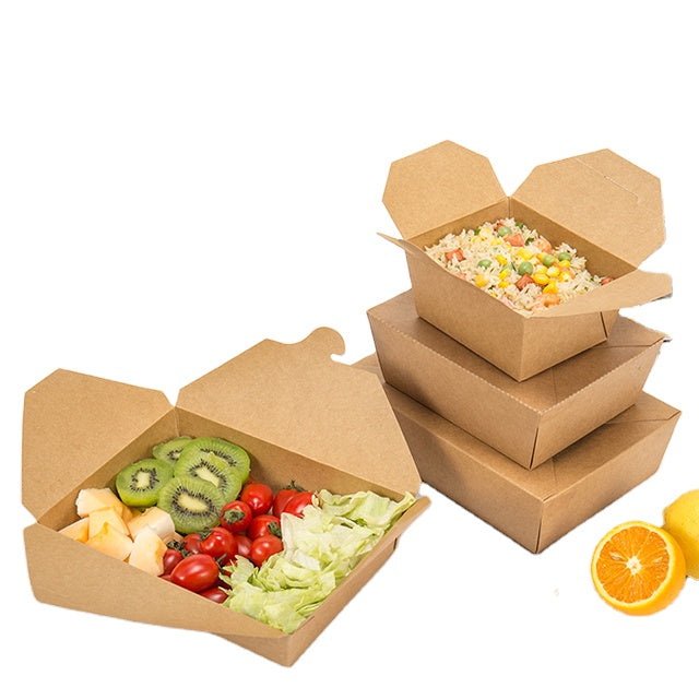 Take out Salad Box with Window, Reusable Kraft Brown Food Storage