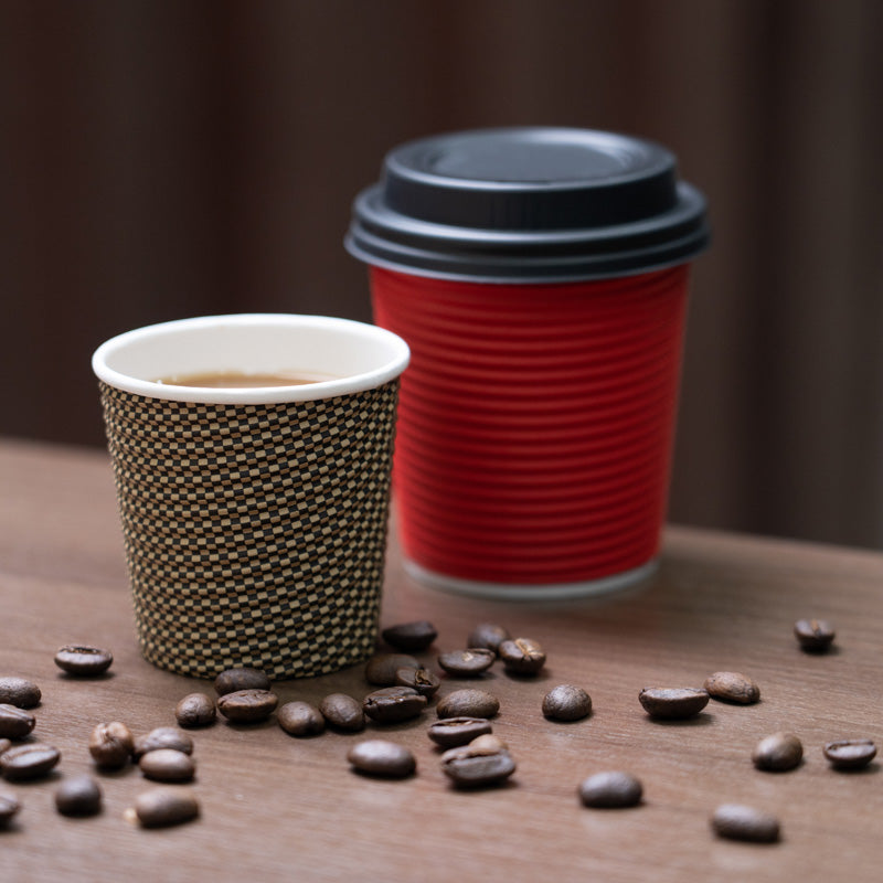 Custom Printed Disposable Corrugated Ripple Coffee Paper Cup with Lids –  Fastfoodpak