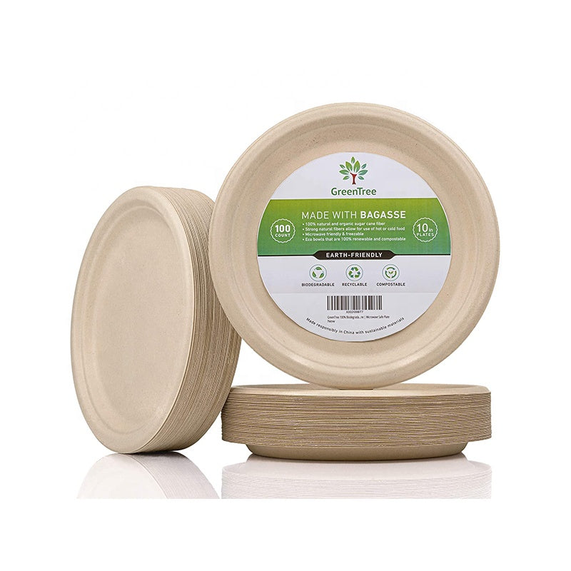 Biodegradable Natural Bagasse Pulp Dishes Tableware Disposable Food Plate - Fastfoodpak