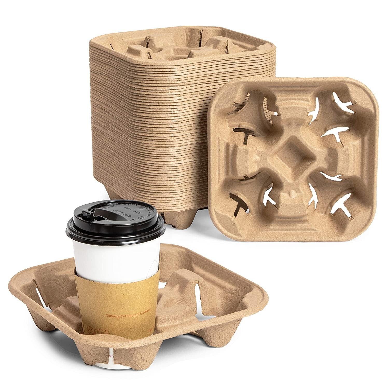 Custom Biodegradable Paper Takeaway Coffee Paper Cup Holder Tray –  Fastfoodpak