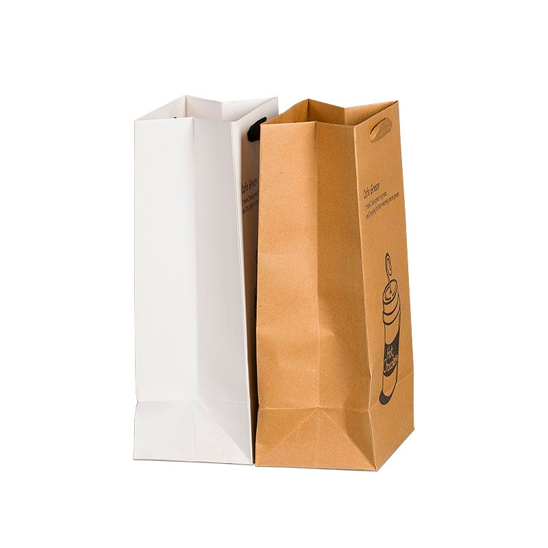 Custom Printed Paper Bag Bakery Food Take away White Brown Bolsa De Papel Kraft Paper Bag With Handle for Food - Fastfoodpak