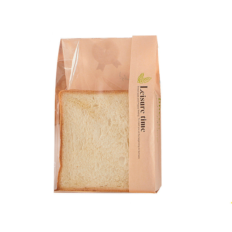 Eco-Friendly Printed Packaging Paper Custom Toast Bread Bag With Clear Plastic Window greaseproof Kraft Paper Bag - Fastfoodpak