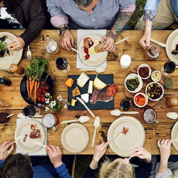 Disposable Dinnerware Set Compostable Cutlery Biodegradable Sugarcane Paper Plates Forks Spoons for Party BBQ Picnic - Fastfoodpak