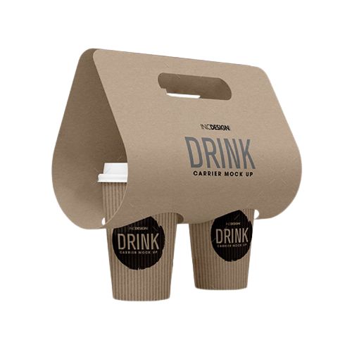 Custom Printed Compostable Eco Friendly Take Away Ripple Paper Cup Carrier - Fastfoodpak