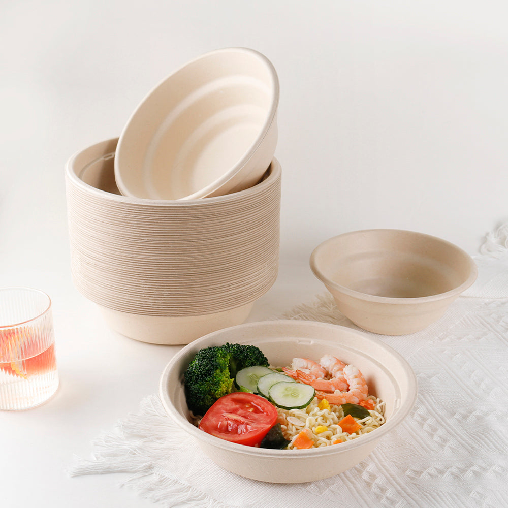 12 Oz Paper Soup Bowls With Lids , Single Wall Large Disposable Bowls No  Leak