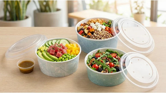 fastfoodpak Paper Bowls for Salads, Poke and Grain