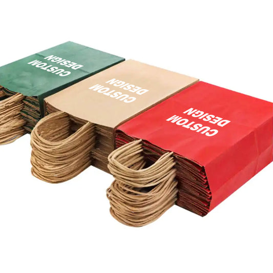 Paper Bags with Your Own Logo Food Take Away Brown kraft Paper Bag With Handle - Fastfoodpak