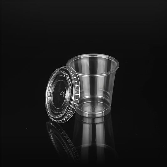 100% Eco Friendly Biodegradable Compostable Disposable Food Container Clear Bio-Based Portion PLA Cup with lid - Fastfoodpak