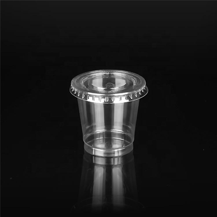 100% Eco Friendly Biodegradable Compostable Disposable Food Container Clear Bio-Based Portion PLA Cup with lid - Fastfoodpak