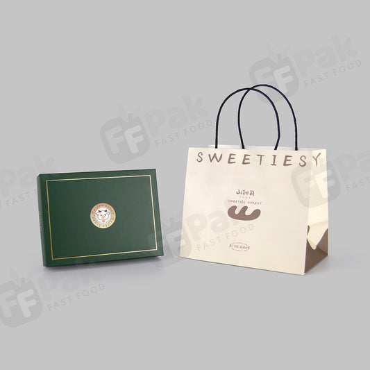 Custom Printed Paper Bag Bakery Food Take away White Brown Bolsa De Papel Kraft Paper Bag With Handle for Food