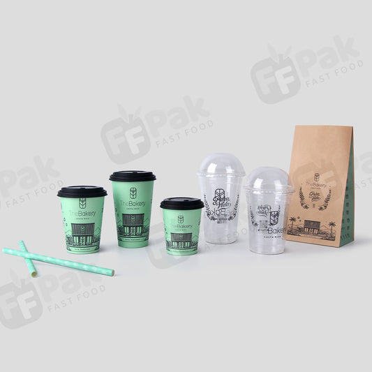 Custom Logo Paper Packaging Solution Bakery Truffles Cookie Sweet  Packaging Take Away Paper Bags Plastic Cups