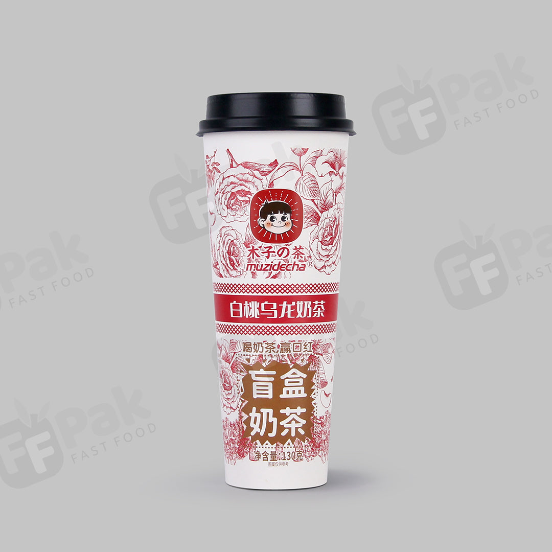 Custom Design Logo Printed Disposable Boba Cups Bubble Cups Takeaway Single Wall Paper Cups Blind Box Cups with Surprise Gift Space