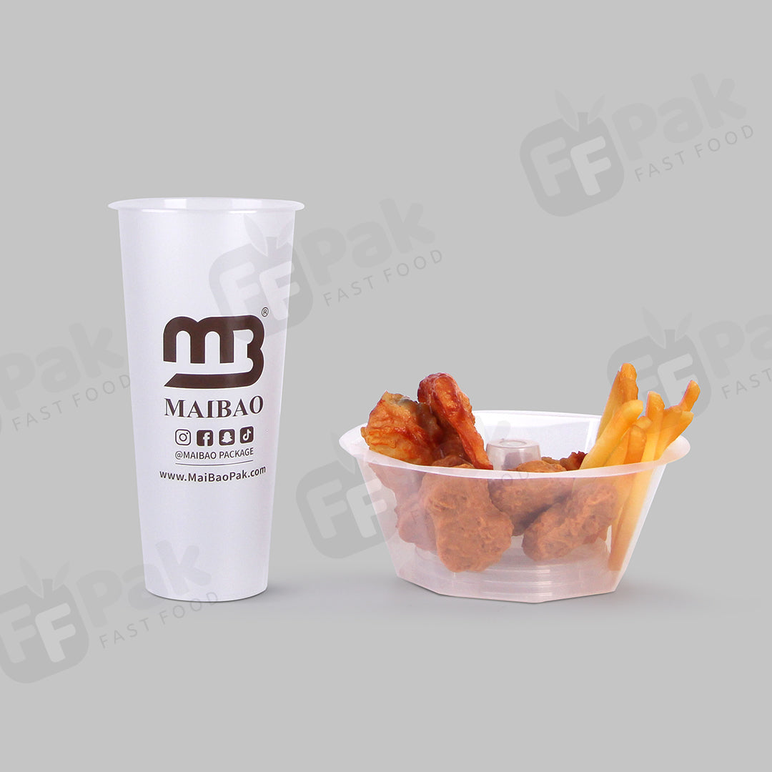 Custom Logo Salad Fruit Bowl Plastic Packing Milk Tea Cup Disposable Food Packaging Plastic Bowl Top Snack Tray Plastic Takeaway Cup