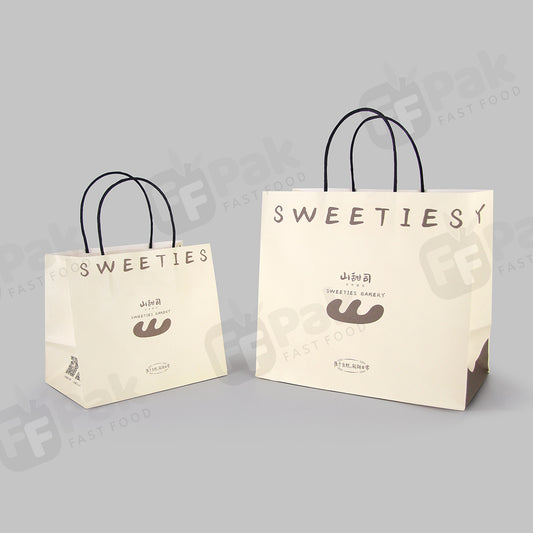 Custom Printed Paper Bag Bakery Food Take away White Brown Bolsa De Papel Kraft Paper Bag With Handle for Food