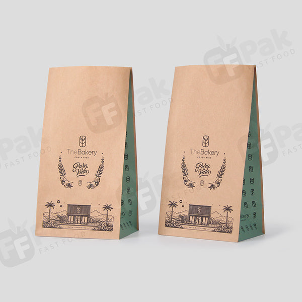 Wholesale Custom Kraft Fast Food Square Bottom To Go Takeaway SOS Paper Lunch Bags - Fastfoodpak