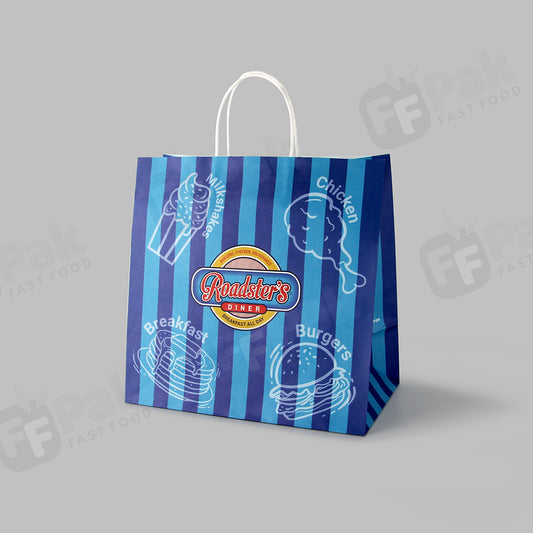 Custom Printing Eco Friendly Recycle Food Take Away Kraft Paper Bag Handles