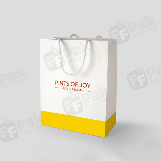 Logo personnalisé Eco Friendly Wide Base Blank Food Take Away Package Kraft Paper Carrier Bag