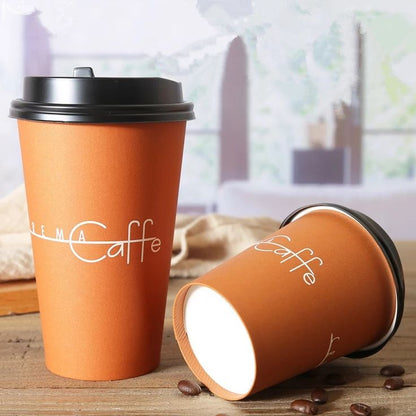 Tasses à café chaudes de papier peint à double paroi ondulées isolées qui respecte l'environnement avec des couvercles