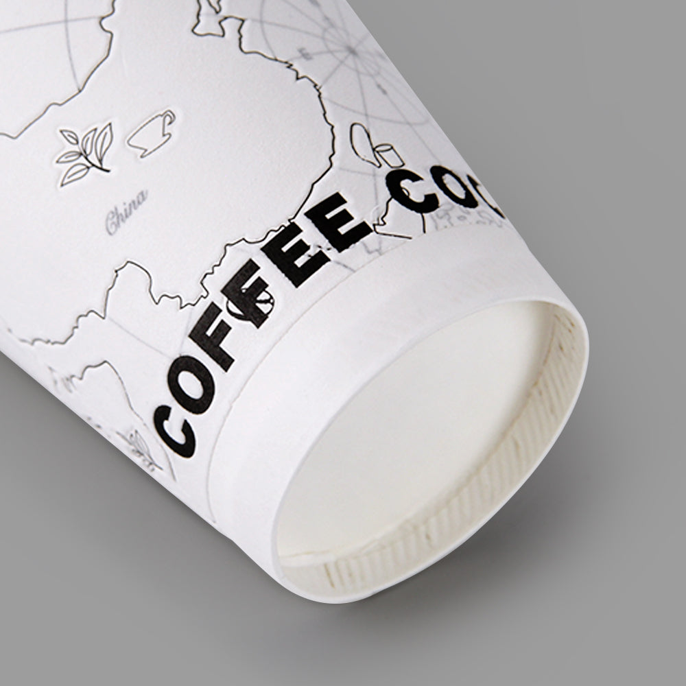 Custom Disposable Embossed Paper Coffee Cup Recyclable Double Wall 8oz 12oz 16oz Coffee Tea Ice Cream Paper Cups With Lid