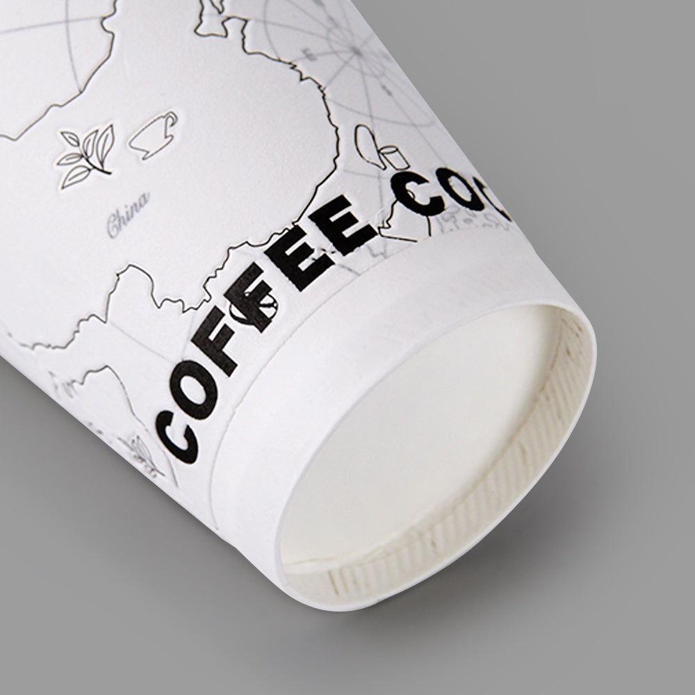 Custom Disposable Embossed Paper Coffee Cup Recyclable Double Wall 8oz ...