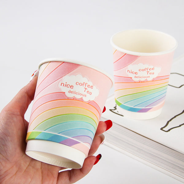 Disposable Embossed Paper Coffee Cup Recyclable Double Wall 8oz 12oz 16oz Coffee Tea Ice Cream Paper Cups With Lid - Fastfoodpak