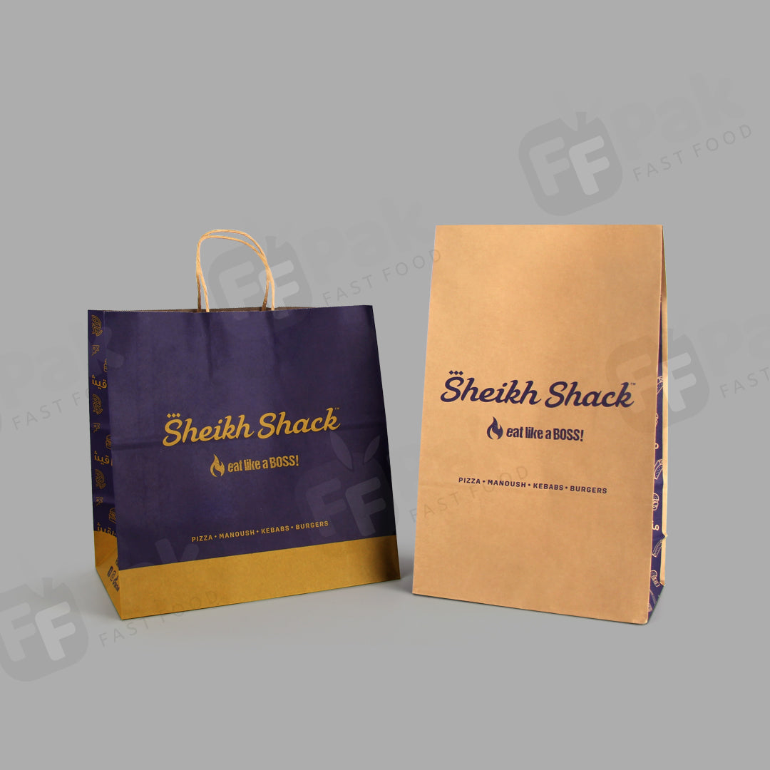 Custom Logo Printed Eco Recycle Craft Paper Bag With Handles For Food Take Away Packaging