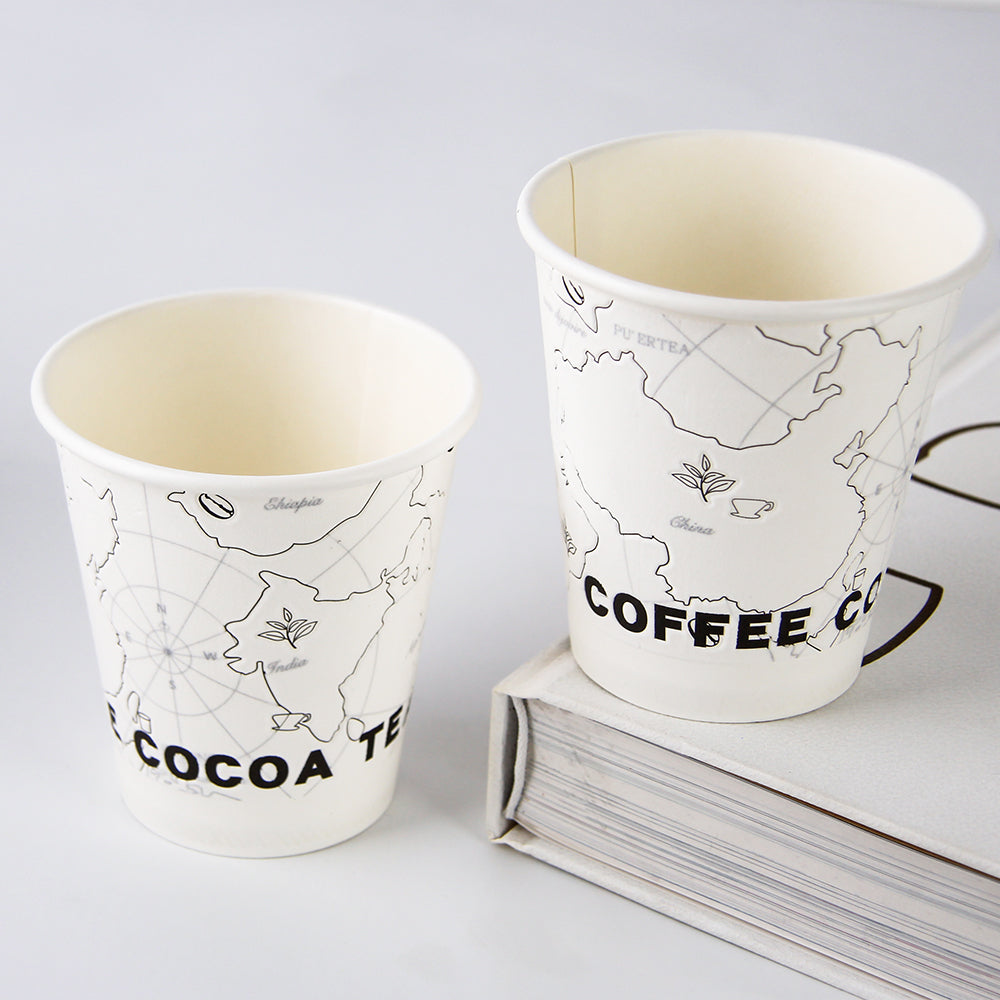 Custom Disposable Embossed Paper Coffee Cup Recyclable Double Wall 8oz ...