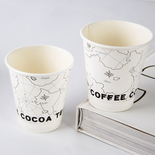 Custom Disposable Embossed Paper Coffee Cup Recyclable Double Wall 8oz 12oz 16oz Coffee Tea Ice Cream Paper Cups With Lid