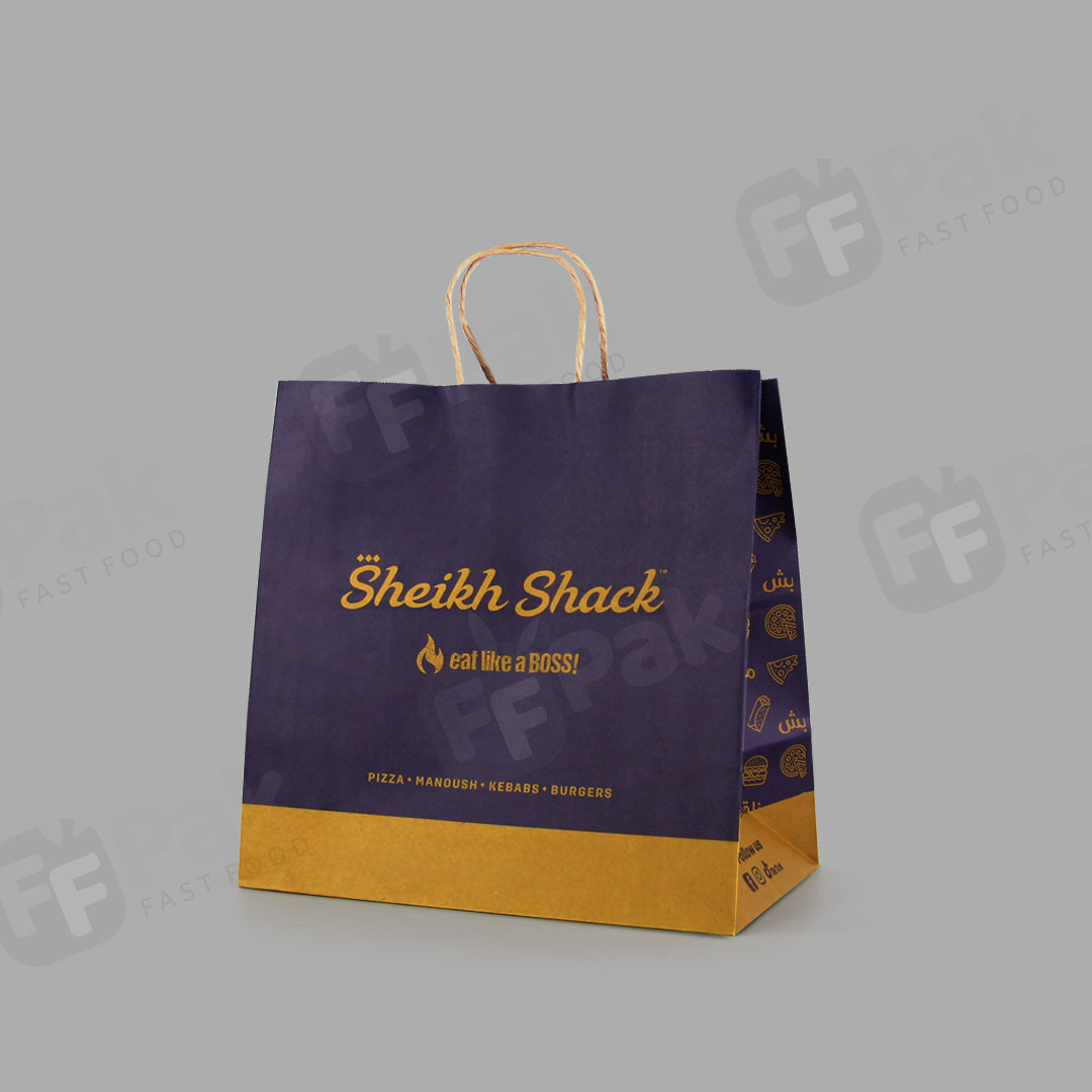 Custom Logo Printed Eco Recycle Craft Paper Bag With Handles For Food Take Away Packaging