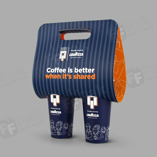 Custom Printed Compostable Eco Friendly Take Away Ripple Paper Cup Carrier - Fastfoodpak