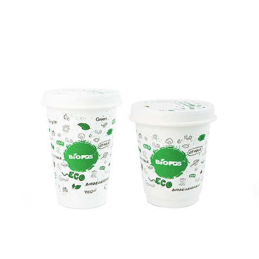 Disposable Biodegradable Custom Logo Water-Based Barrier Coating Double Wall Paper Cups - Fastfoodpak