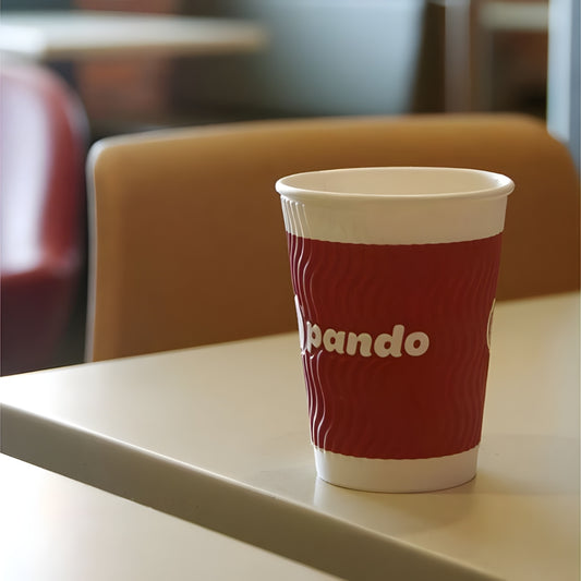 Vasos de papel gofrados con revestimiento de barrera a base de agua sin plástico